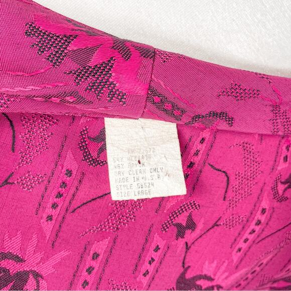 Vintage 80s Magenta Pink Floral Boho Southwestern Print Blazer Skirt Set 14 - Picture 8 of 11
